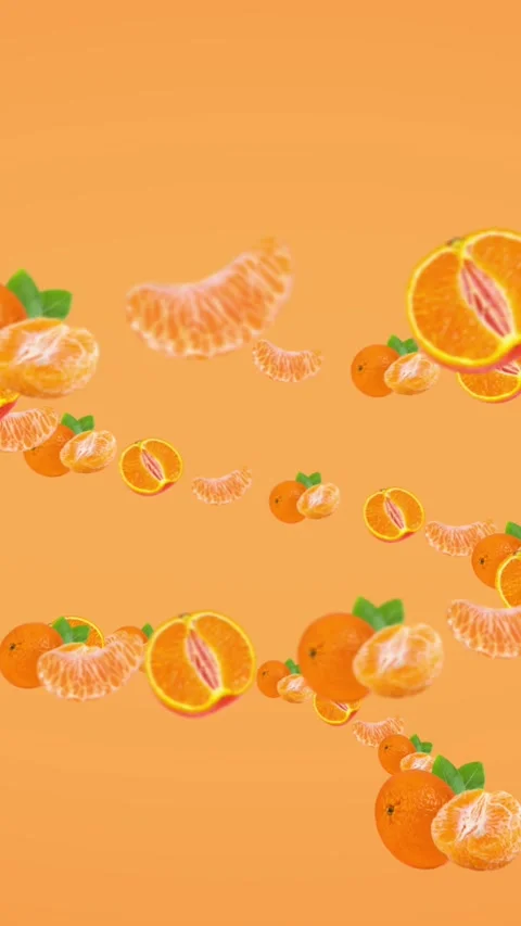 Mandarin and mandarin Slices vortex background Stock Footage 279146835
