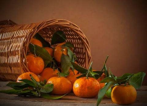 The Mandarin in the basket. Stock Photos