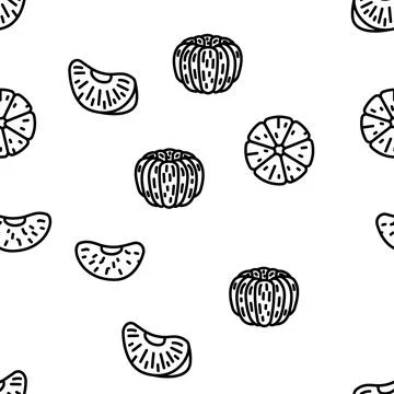 Mandarin citrus fruit vector seamless pattern Illustrazione stock