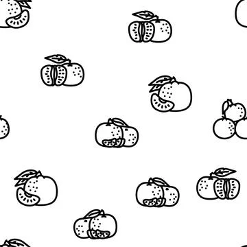 Mandarin citrus fruit vector seamless pattern Stock Illustration