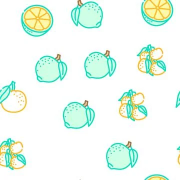 Mandarin citrus fruit vector seamless pattern Illustrazione stock