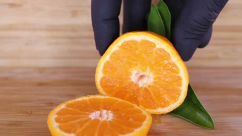 Mandarin Cutted Stock Footage 128522493