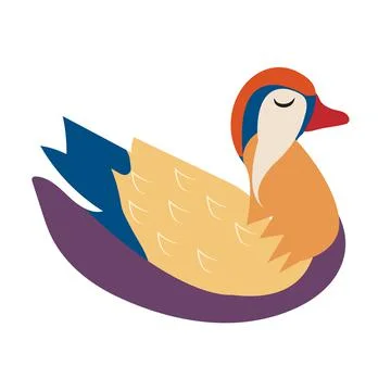 Mandarin duck icon flat style. Isolated on white background. Vector illustration Stock Illustration