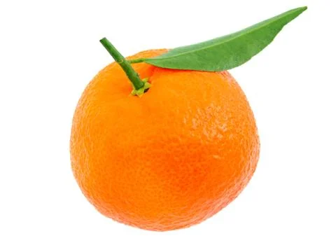Mandarin with a green leaflet Stock Photos