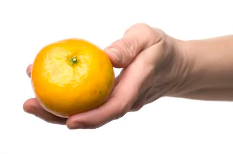 Mandarin on hand Stock Photos