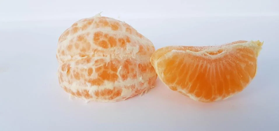 Mandarin isolated leaf slice Stock Photos