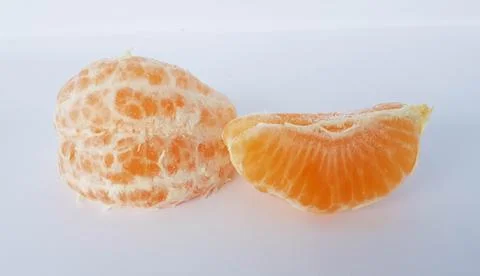 Mandarin isolated leaf slice Stock Photos