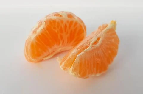 Mandarin isolated leaf slice Stock Photos