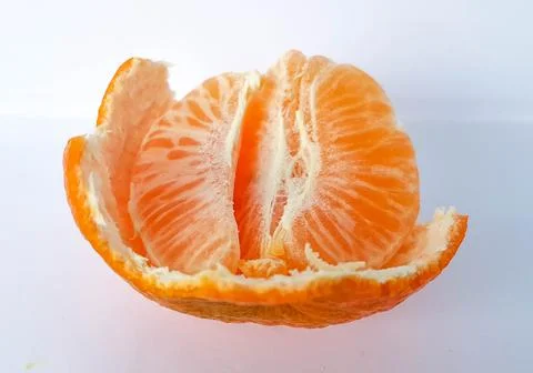 Mandarin isolated leaf slice Stock Photos