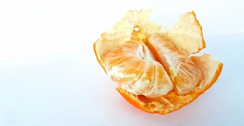 Mandarin isolated leaf slice Stock Photos