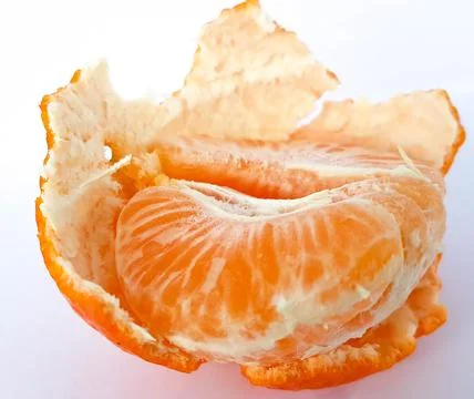 Mandarin isolated leaf slice Stock Photos