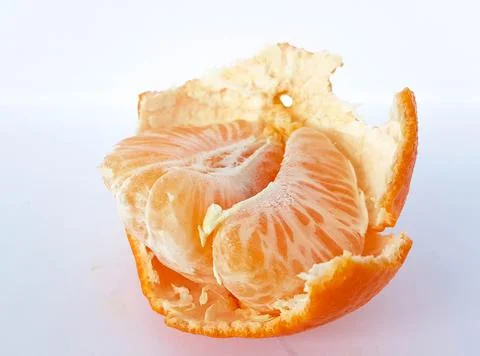 Mandarin isolated leaf slice Stock Photos