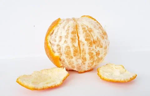 Mandarin isolated leaf slice Stock Photos