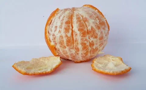 Mandarin isolated leaf slice Foto stock