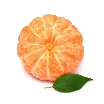 Mandarin with leaf isolated on white background Stock Photos
