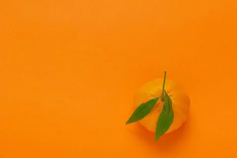 Mandarin on orange background for idea minimalism Stock Photos