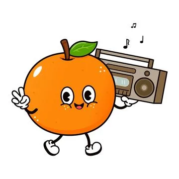 Mandarin Orange Character With Boom Box Stock Illustration