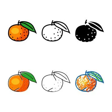Mandarin orange color icon vector variations Stock Illustration