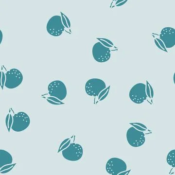 Mandarin orange glyph vector seamless pattern Stock Illustration