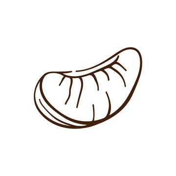 Mandarin orange segment in line art style. Citrus fruit illustration. Fresh Stock Illustration