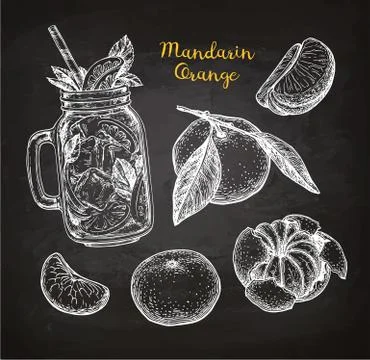 Mandarin orange set. Stock Illustration