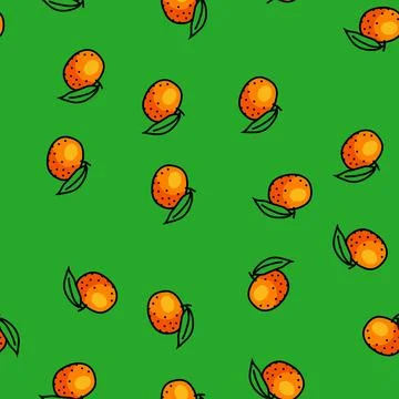 Mandarin orange vector seamless pattern 스톡 일러스트