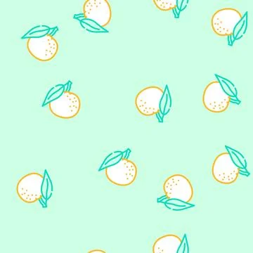 Mandarin orange vector seamless pattern Stock Illustration