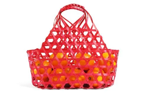 Mandarin Oranges in Wicker Basket Stock Photos