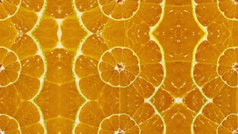Mandarin Slices in Abstract Zoomed Frame: Animation Background, Geometric Design Stock Footage 277317646