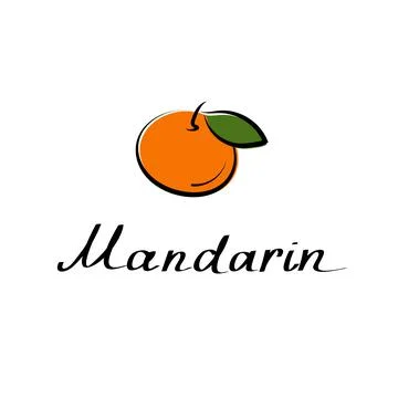 Mandarin vector cartoon flat illustration. Citrus tangerine, clementine sign Stock Illustration