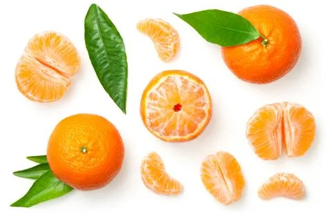 Mandarines Isolated on White Background Stock Photos