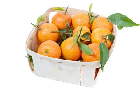 The mandarins in the box Stock Photos