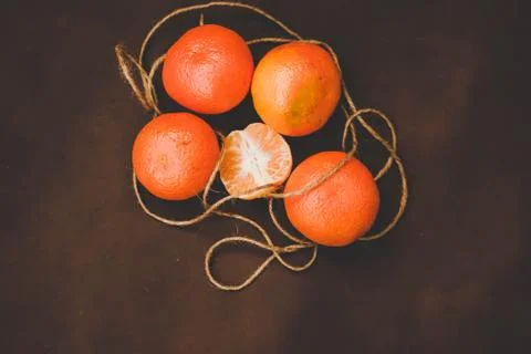 Mandarins on Brown background Stock Photos