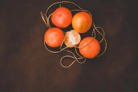 Mandarins on Brown background Stock Photos