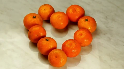 Mandarins in the Form of Heart Stock Footage 46735768