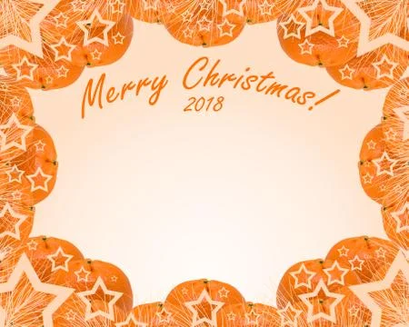 Mandarins on an orange background Stock Photos