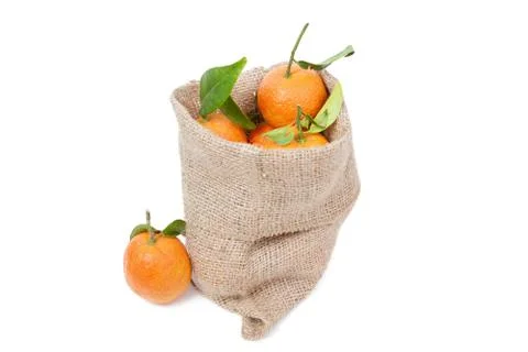 The mandarins in the sack Stock Photos