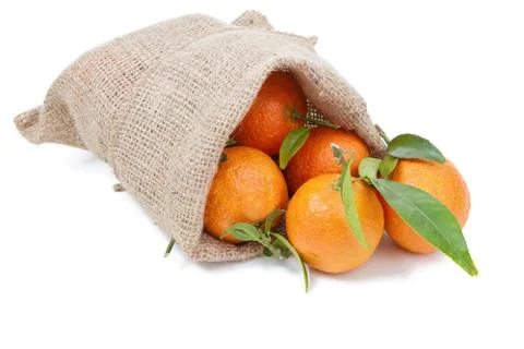 The mandarins in the sack Stock Photos