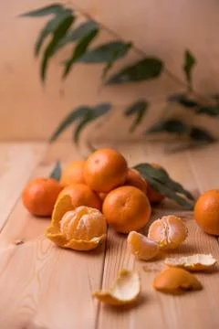 Mandarins on the table Stock Photos