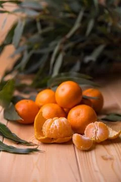 Mandarins on the table Stock Photos
