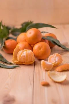 Mandarins on the table Stock Photos