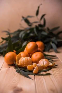 Mandarins on the table Stock Photos