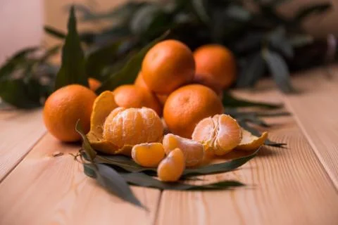 Mandarins on the table Stock Photos