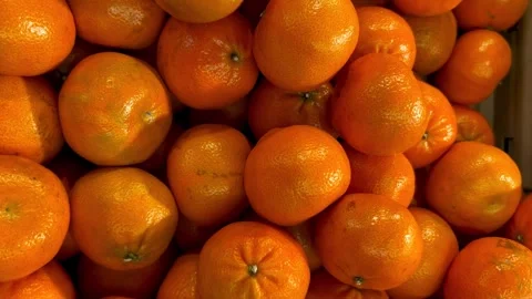 Mandarins in top view Stock Footage 284170882