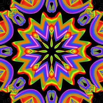 The mandate is a bright multi-colored flower with eight-pointed rays Stock Illustration