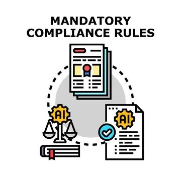 Mandatory compliance rules managing artificial intelligence regulations Stock Illustration