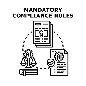 Mandatory compliance rules managing artificial intelligence regulations Stock Illustration