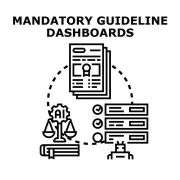 Mandatory guideline dashboards in artificial intelligence ethics Stock Illustration