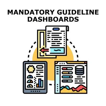 Mandatory guideline dashboards providing data analysis Stock Illustration