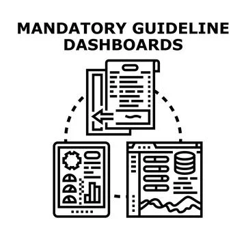 Mandatory guideline dashboards providing data analysis Stock Illustration